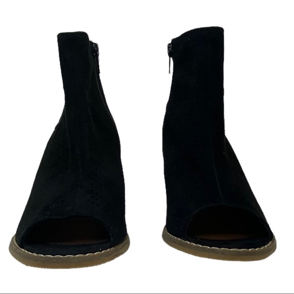 Sonoma Women’s Black Open-Toe Block Heel Perforated Bootie Size Zipper Size 8M - Picture 4 of 11